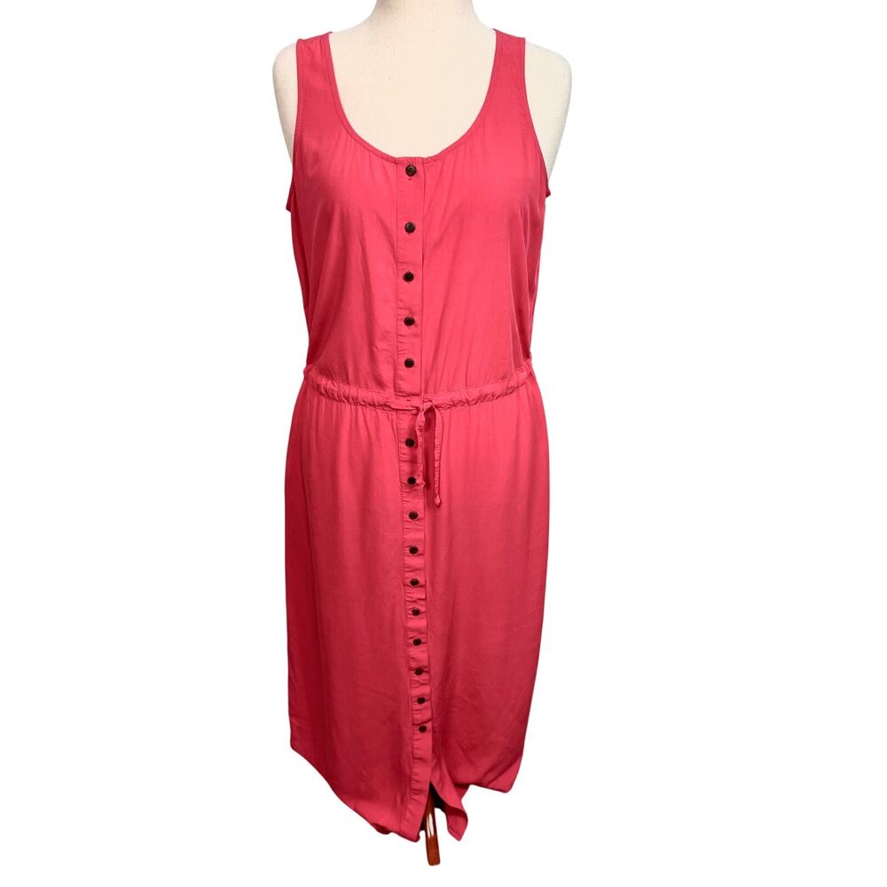 J. Jill maxi dress soft coral sleeveless scoop neck tie waist button front Sz M